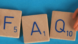 Scramble tiles that spells out FAQ