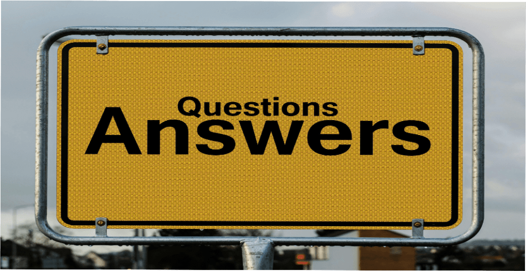 Sign that says questions and answers - represents the first step in the process