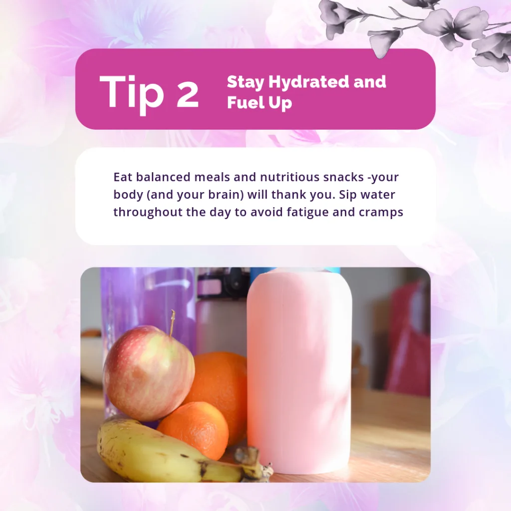 tip 2 a picture of staying hydrated and fruit as a nutritional snack