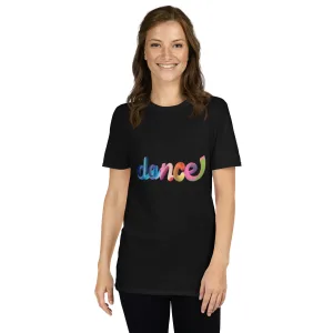 3D vibe dance short sleeve t-shirt unisex women modeling the front of the t-shirt design