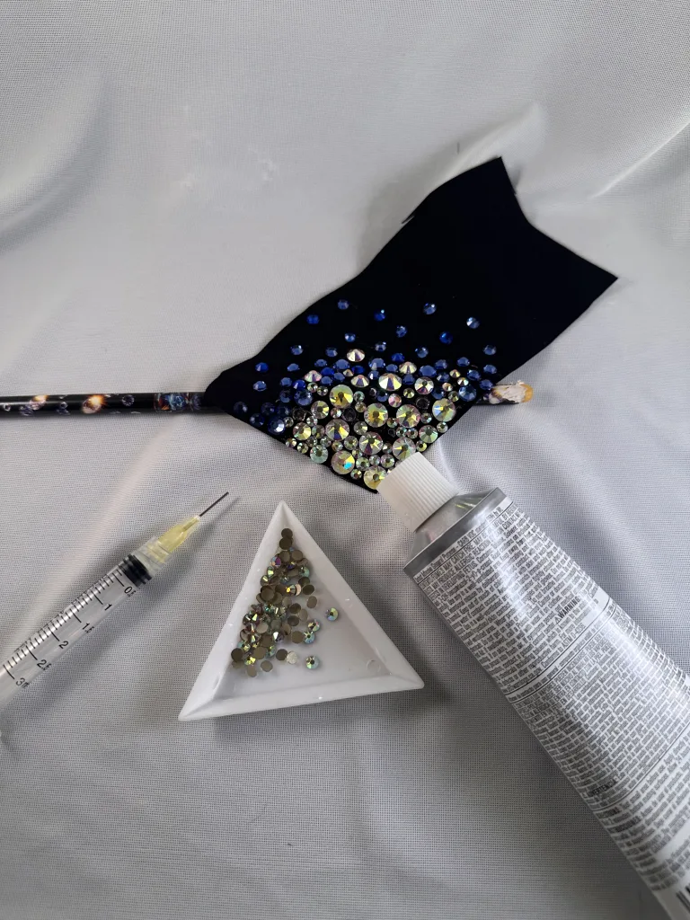 Guide to variety of Application Methods for rhinestone shown is hand placed glued technique